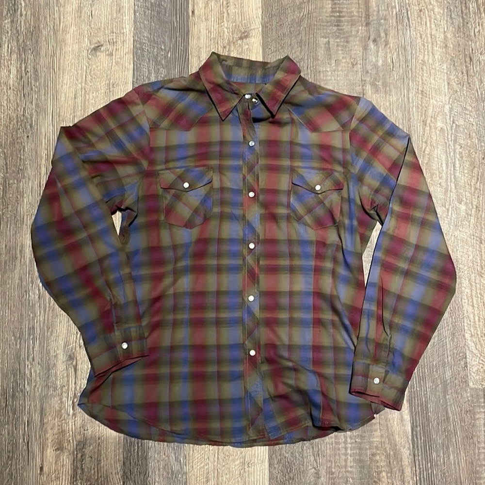 Roper plaid pearl snap western shirt women’s large
